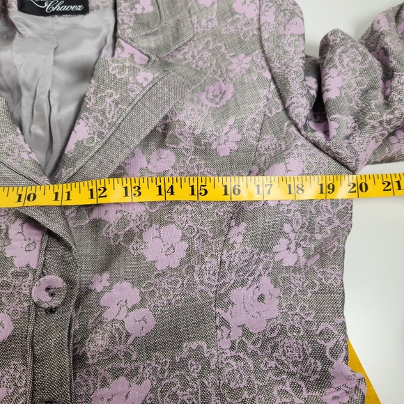 Woman's Lourdes Chavez Lavender and Gray Floral Wool Blazer- Size 8 - Picture 11 of 12